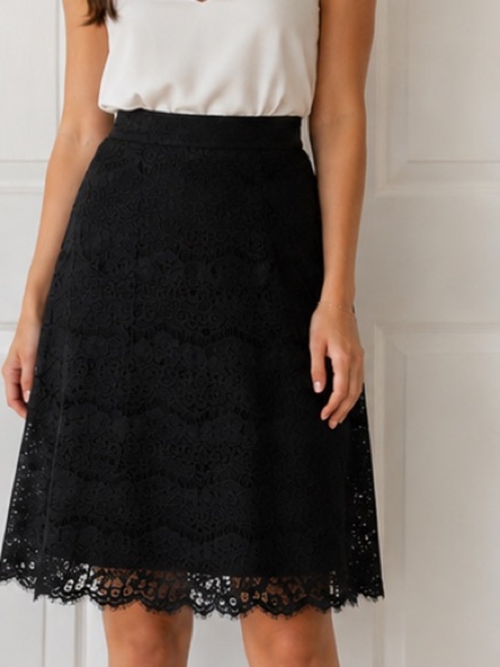 Faith and Joy Dresses & Skirts - Faith and Joy dark blue Lace Trim skirt